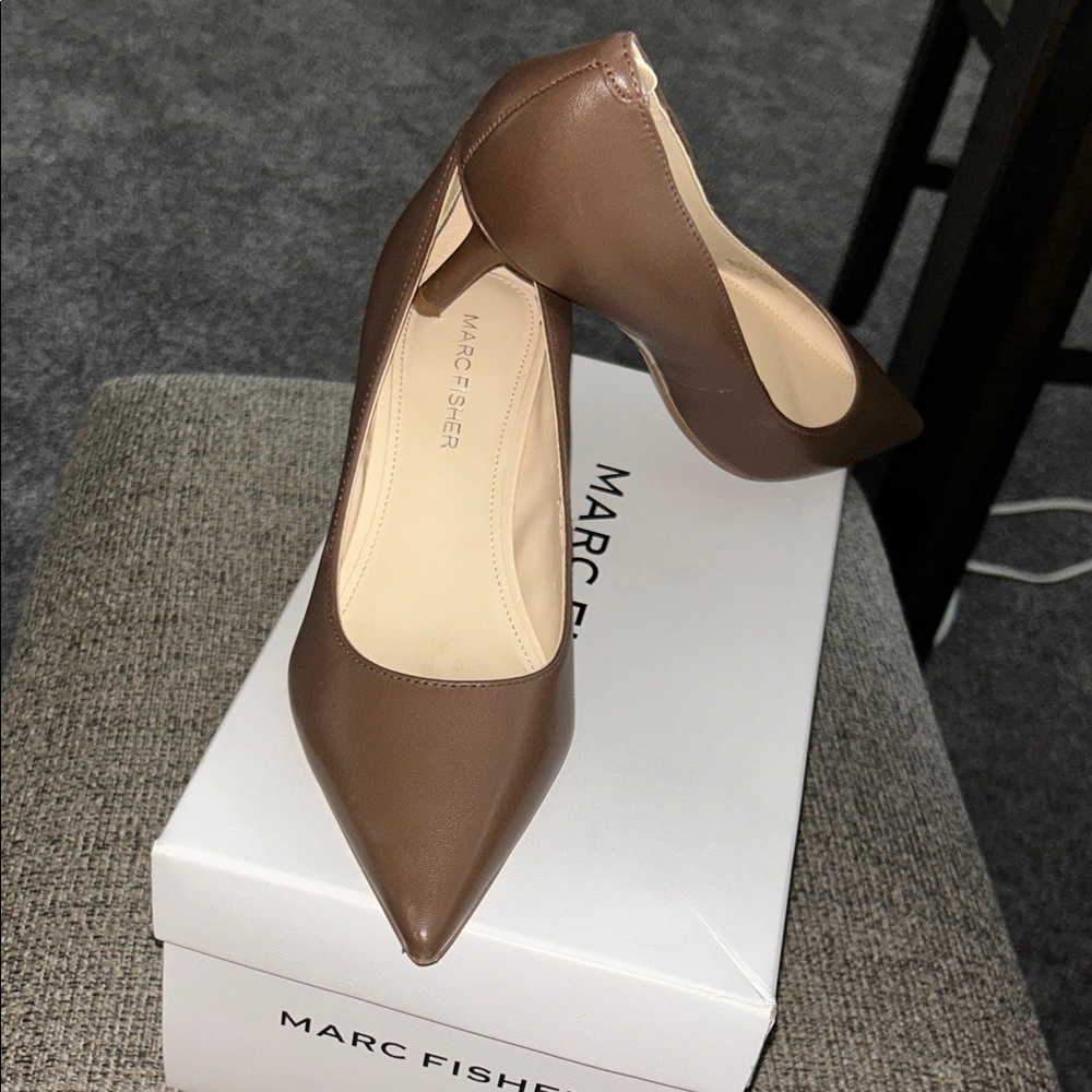 Marc Fisher Tan Pointed Toe Heels